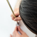 Miyu Kurihara working in her studio on collaborative work done with Yuta Segawa, London 2019